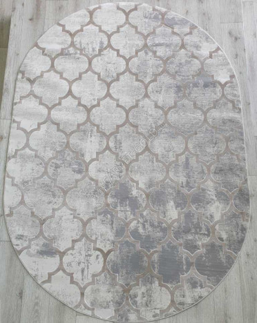 Ковер турецкий 36557A Amatis Reis овальный (Акрил, бежевый, серый)
