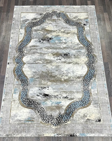 Ковер турецкий B033A SANANDAJ (Полиэстер хит-сет, бежевый, серый, голубой)
