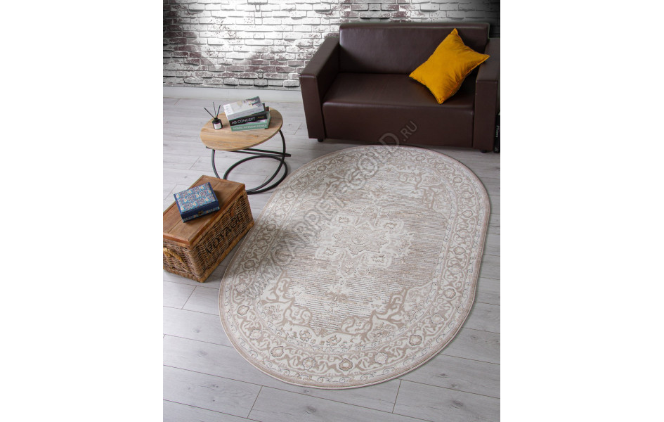 Ковер 04089A - CREAM HB / LIGHT GRI HB - Овал - коллекция NOVA